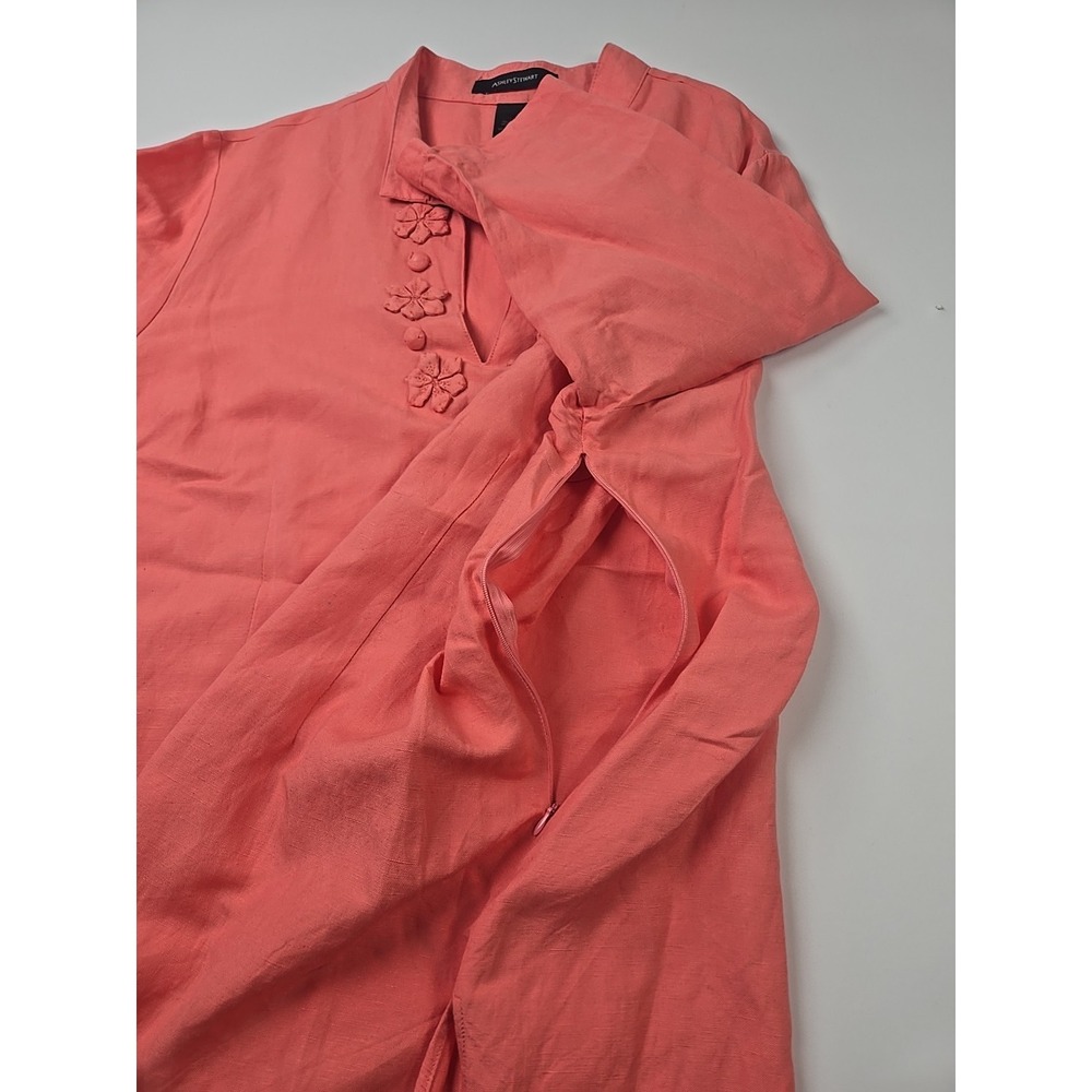 Ashley Stewart Coral Linen & Rayon V-neck Side-Zip Tunic Top Plus 22w - Picture 6 of 7